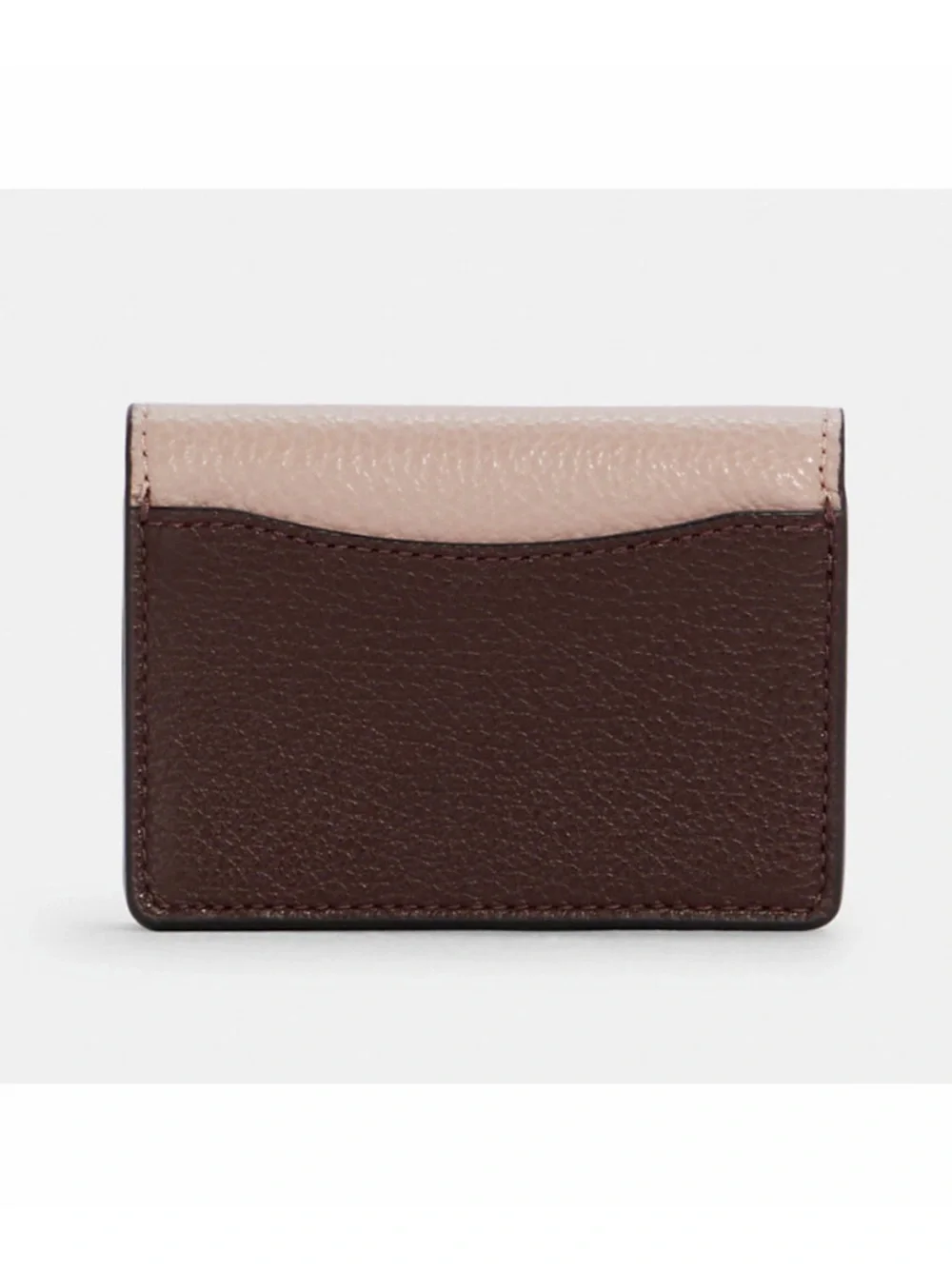 Coach Two-Tone Pebbled Leather Card Case in Blush & Burgundy